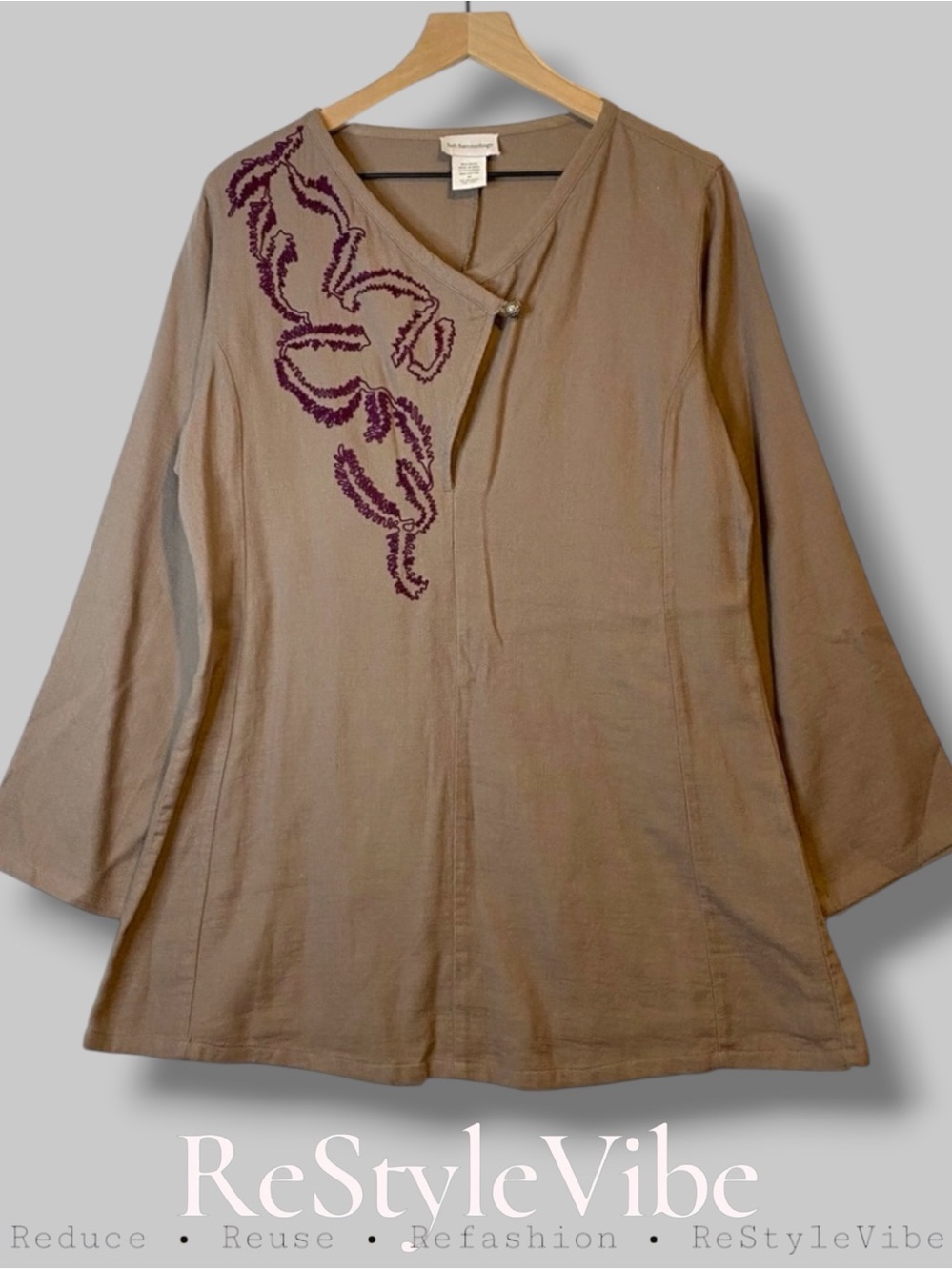 Soft Surroundings Women’s Size M Top Shirt Tunic Embroidered Floral Boho